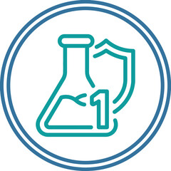 Obraz premium Science laboratory flask with shield and number one icon in circular frame. EPS Editable