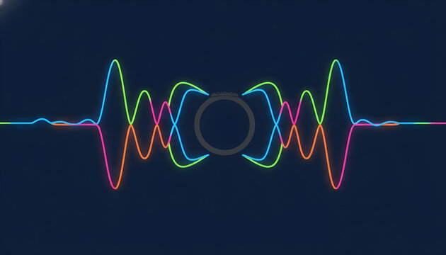 A colorful wave of light on a dark background