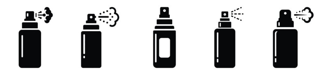 Obraz premium Set of minimalist facial mist silhouette vector icon for beauty design.