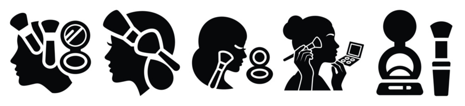 Set of minimalist   makeup tutorial silhouette vector icon for beauty design.