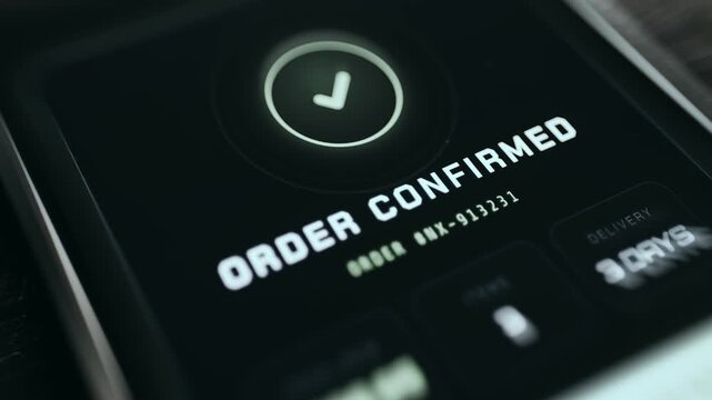 Screen displaying a successful Order Confirmed status