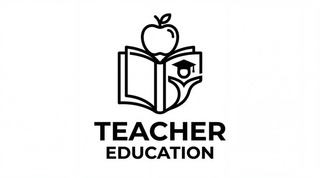 Education Book Apple Grad Cap Teacher Learning Logo.