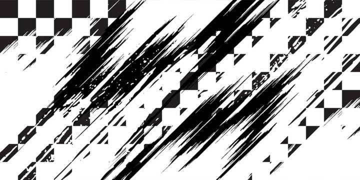 Grunge-style racing flags with a car rally or motocross finish flag background and a vector checkered pattern. Grunge-style racing flags for auto racing or speedway motorcycle racing. eps 10
