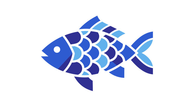 Blue Fish Icon Graphic.