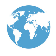 Naklejka premium Flat design Earth globe icon with world map
