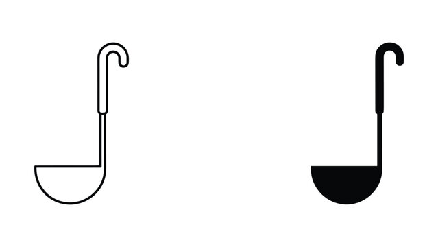 Professional kitchen ladle icon for soup and sauce preparation in clean vector outline and solid