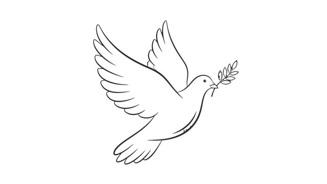 A dove flying with olive branch.