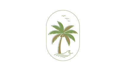 A green palm tree illustration with birds. © Nevermind