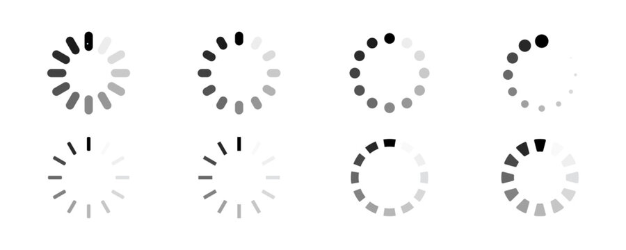 Modern Loading Spinners and Progress Indicators Vector UI Icons Set