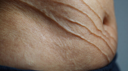 Naklejka premium Belly with large stretch marks, profile photo
