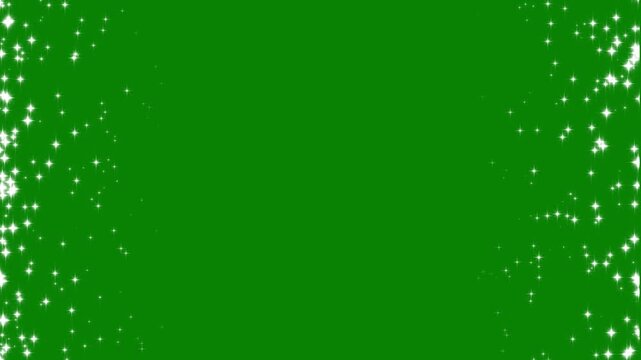 Sparkling glitter star particles vertical frame loop with green screen chroma key overlay for cinematic video editing side column visual effect 4k vfx