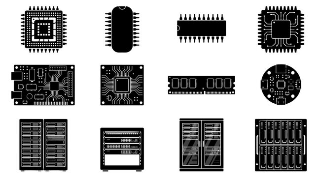 Collection of electronic circuit chips and microprocessors for technology