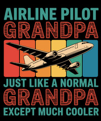 Retro Airline Pilot Grandpa Airplane for Father's Day © Puddin98