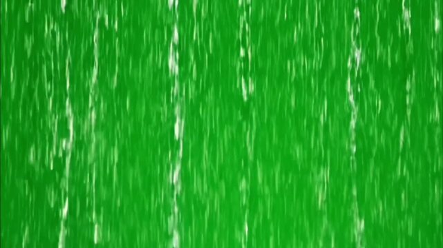 Green screen rain overlay, heavy water drops falling on chroma key background, realistic rainfall motion graphics for video editing and compositing