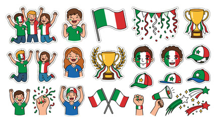 Naklejka premium Celebration of italian culture with children flags and trophies