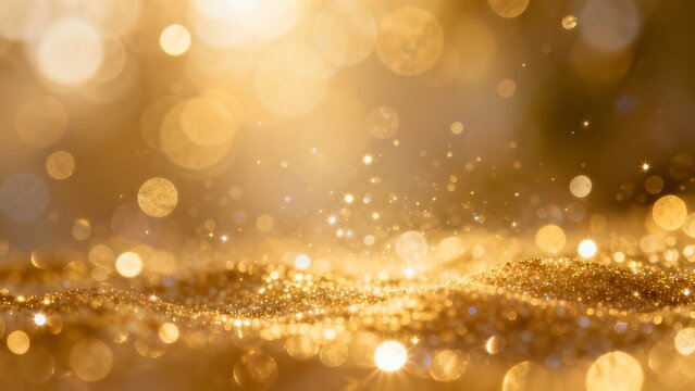 Golden glitter and bokeh light effect
