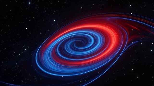 Cosmic swirl of red and blue in space