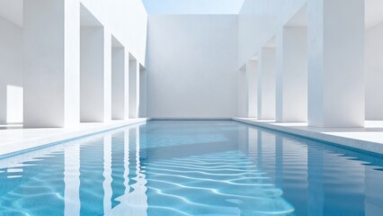 Fototapeta premium Modern white pool with columns