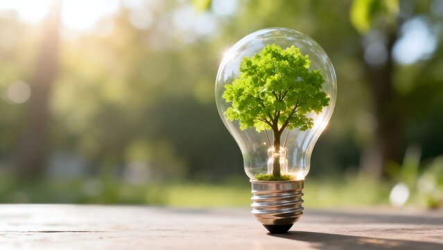 Light bulb with tree inside