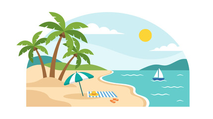 Obraz premium Beach scene with palm trees.