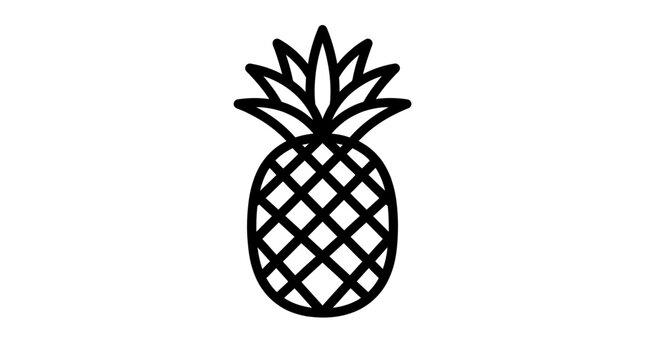 Black line art pineapple fruit icon.