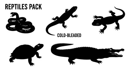 Obraz premium Reptiles Pack Silhouettes Cold Bleeded.