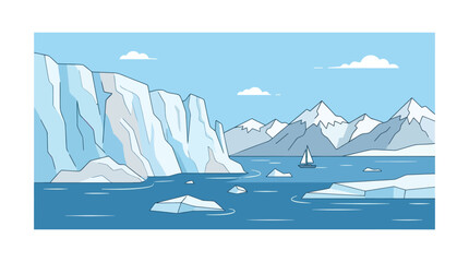 Iceberg floating in the ocean water. © setok