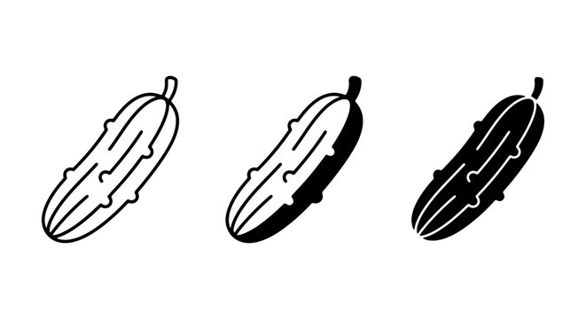 Pickle Icons, Cucumber Vector Graphics, Gherkin Symbols, Fresh Vegetable Illustrations
