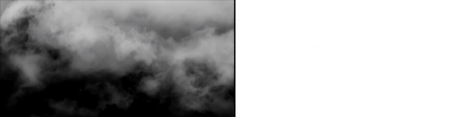 Fototapeta premium Various white smoke or cloud atmospheric elements for digital compositing on clean transparent background layer.