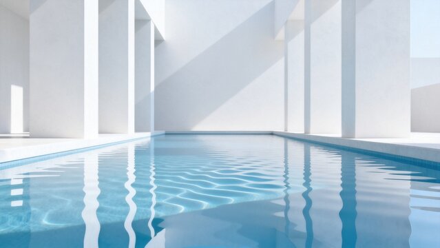 Modern white pool with columns