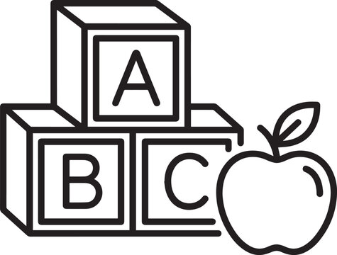 Teachers day abc blocks and apple icon for education and learning