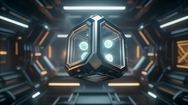 Abstract digital clock animation with futuristic neon lights