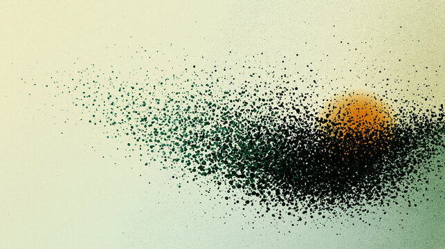 Abstract Dot Field Gradient from Sparse Green to Dense Dark Cluster with Amber Accent