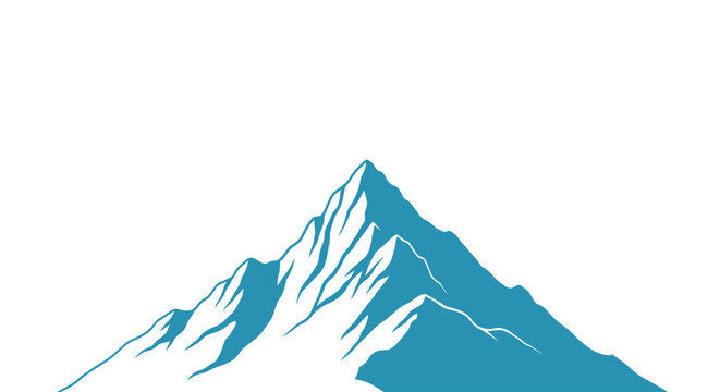 Mountain peaks in blue silhouette.