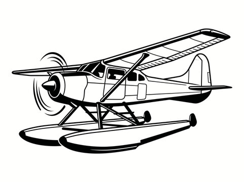 Vector illustration of a vintage seaplane with floats