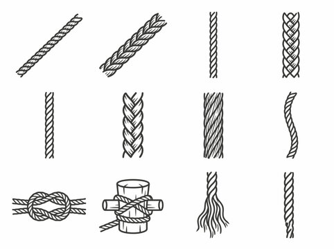 Set of various ropes and knots