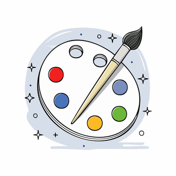 Art Palette and Brush Illustration