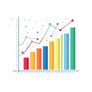 Colorful Bar and Line Graph Illustration