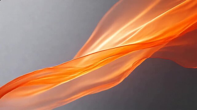 Flowing orange fabric against gradient background