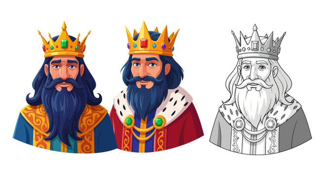 Three regal kings with crowns and beards