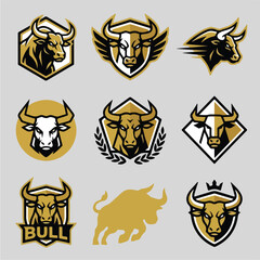 Obraz premium Bull attack logo icon vector