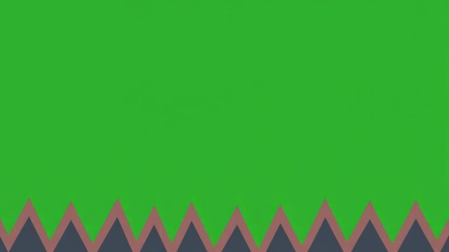 Abstract graphic background with green top and zigzag pattern at the bottom isolated on green screen chroma key background.