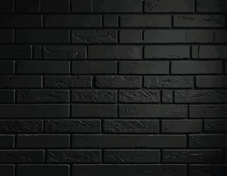 Texture of a black painted brick wall as a background or wallpaper