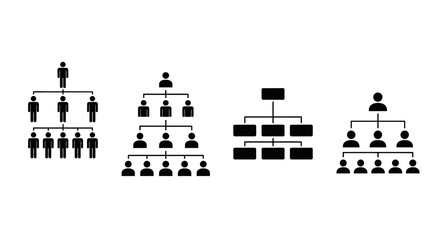 Naklejka premium Organizational charts, business hierarchy, company structure, management flowcharts, vector icons
