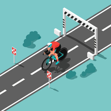 Cyclist Riding on Road Bike Fast.
