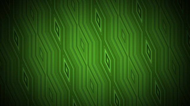Green matrix geometric pattern pulse technology background loop animation