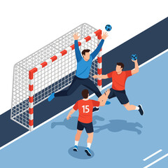 Fototapeta premium Handball players in action jump shot.