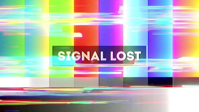 Colorful abstract background with TV static and digital glitch effect indicating a lost signal