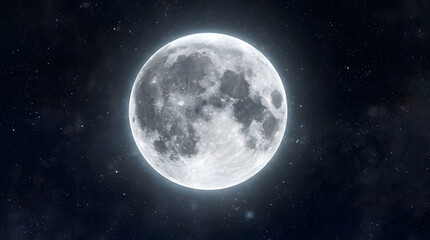 Obraz premium Glowing Full Moon in Starry Night Sky