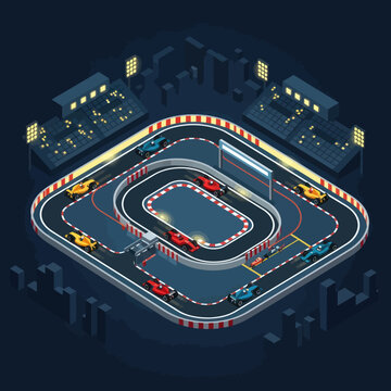 Racing cars on track circuit.